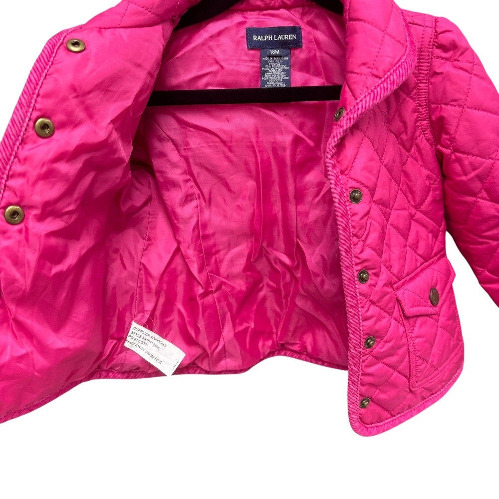 Ralph Lauren Hot Pink Quilted Barn Jacket Preppy Classic Girls 18M - Picture 5 of 7